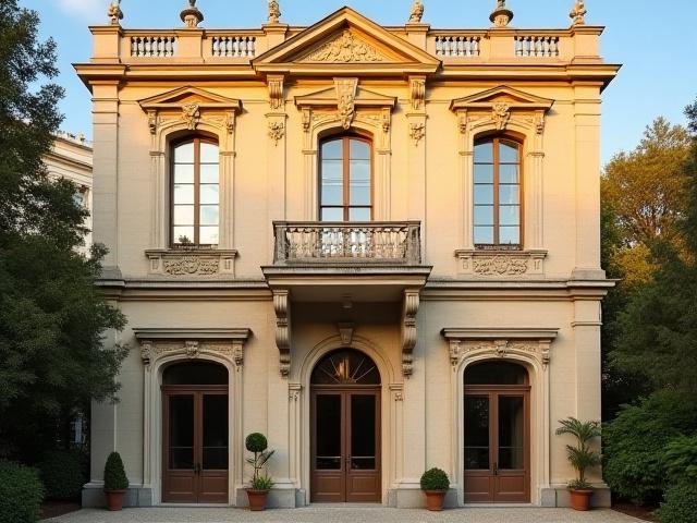 Historisches Gebäude nach der Sanierung, alte Fassade erstrahlt in neuem Glanz